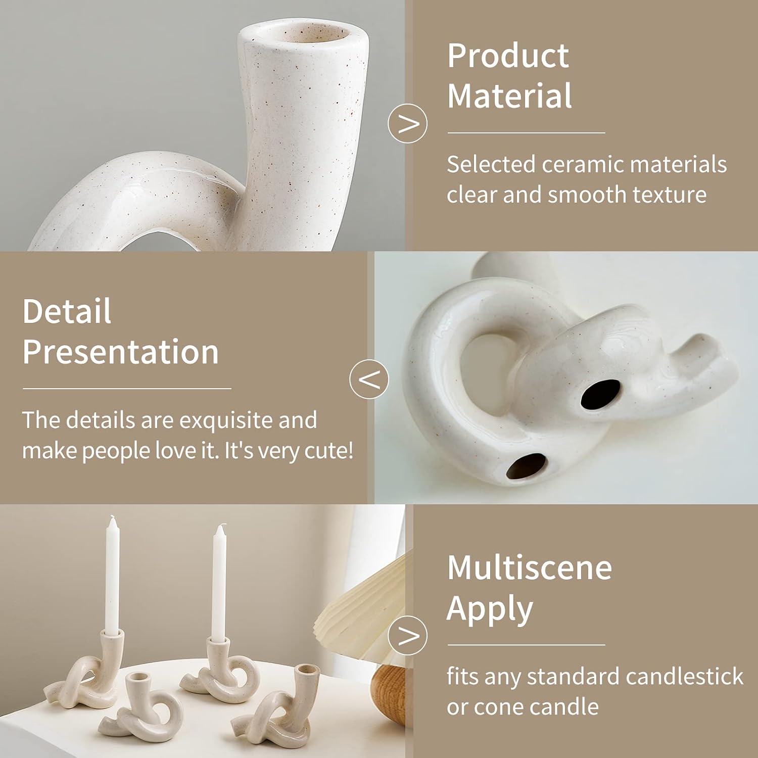 AWNR Modern Ceramic Candle Holders for Candlesticks Centerpieces for Tables image 4