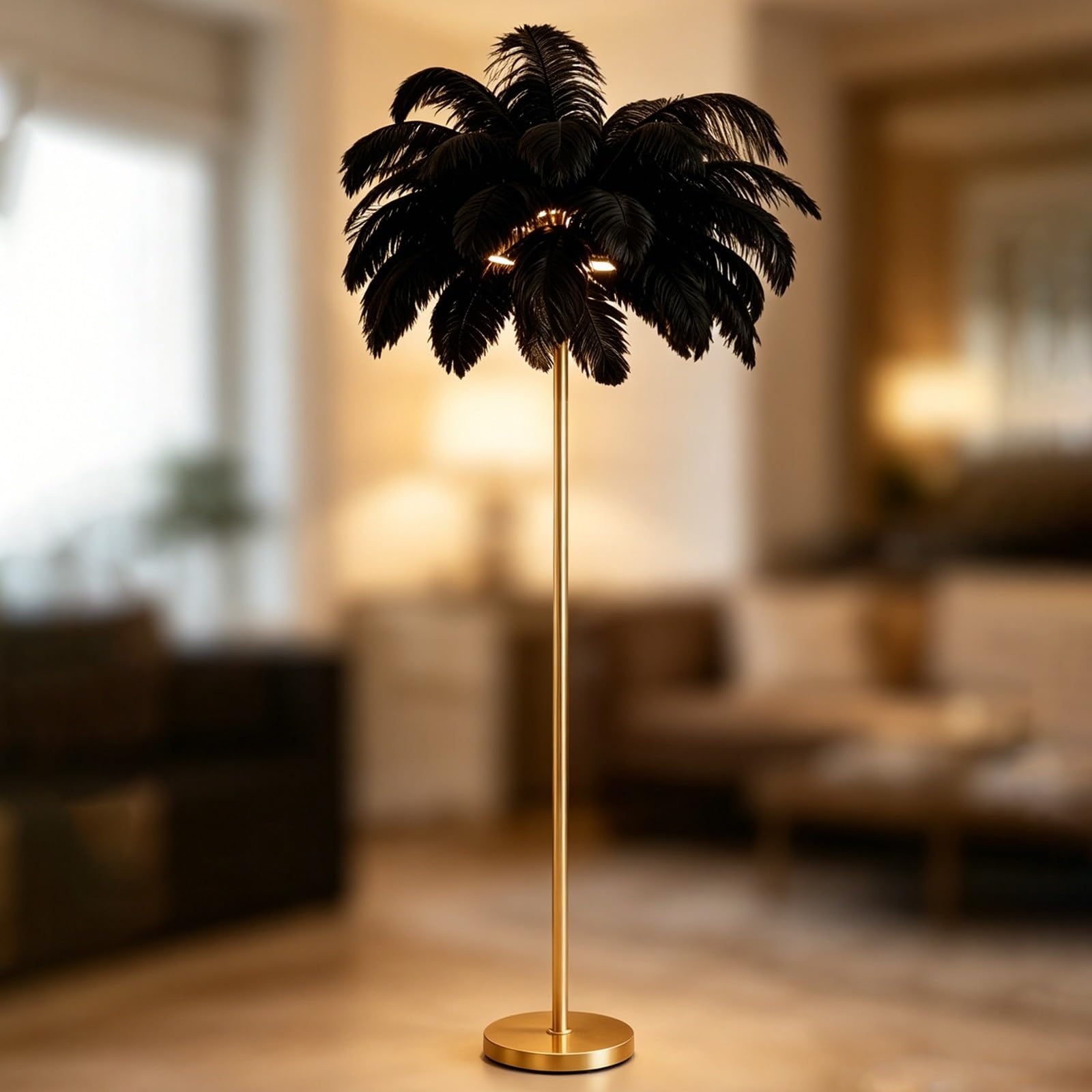 Ostrich Feather Lamp Floor Decorative Feather Floor Lamp for Bedroom