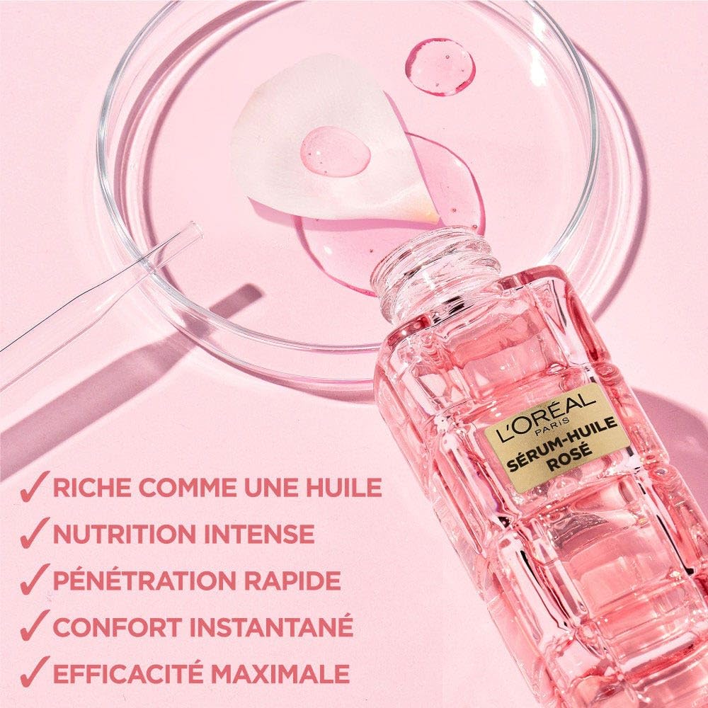 L'Oréal Paris Serum Huile Rosé - Przeciwstarzeniowa pielęgnacja twarzy i intensywne odżywianie - skoncentrowany w rodzimych komórkach piwonii i wapnia B3 - dla skóry dojrzałej - Age Perfect Golden Age