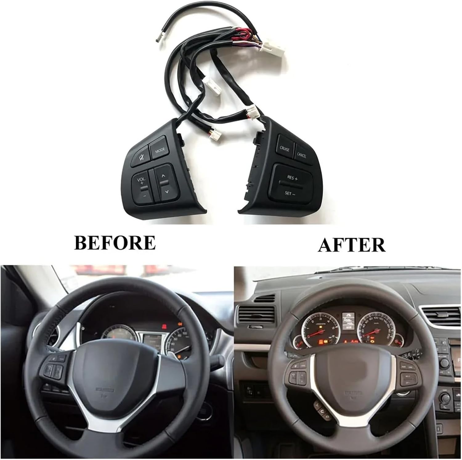 Multifunction Steering Wheel Switch Button Audio Volume Cruise Speed Control Switch Button Compatible with Suzuki Swift SX4 S-Cross Vitara(for SX4)