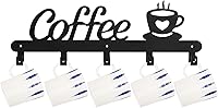Vista 7 de TOPZEA Soporte para taza de café montado en la pared, estante de metal para tazas con 5 ganchos para almacenamiento de tazas, organizador colgante