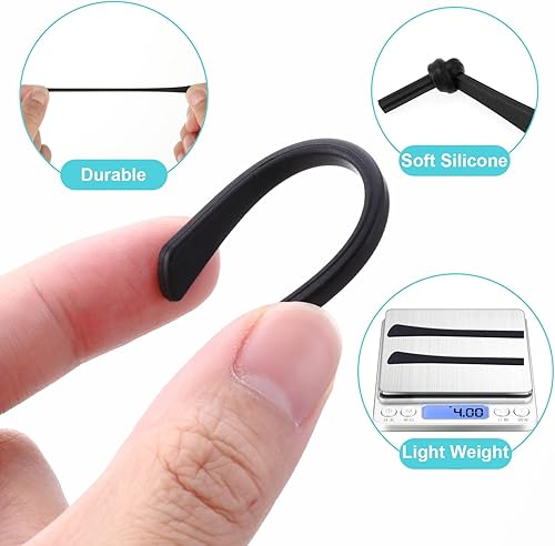 Miniatura 3 de 8 pares de puntas de repuesto para lentes antideslizantes para lentes de vidrio de ojos, almohadillas de silicona para los extremos, fundas de tubo,