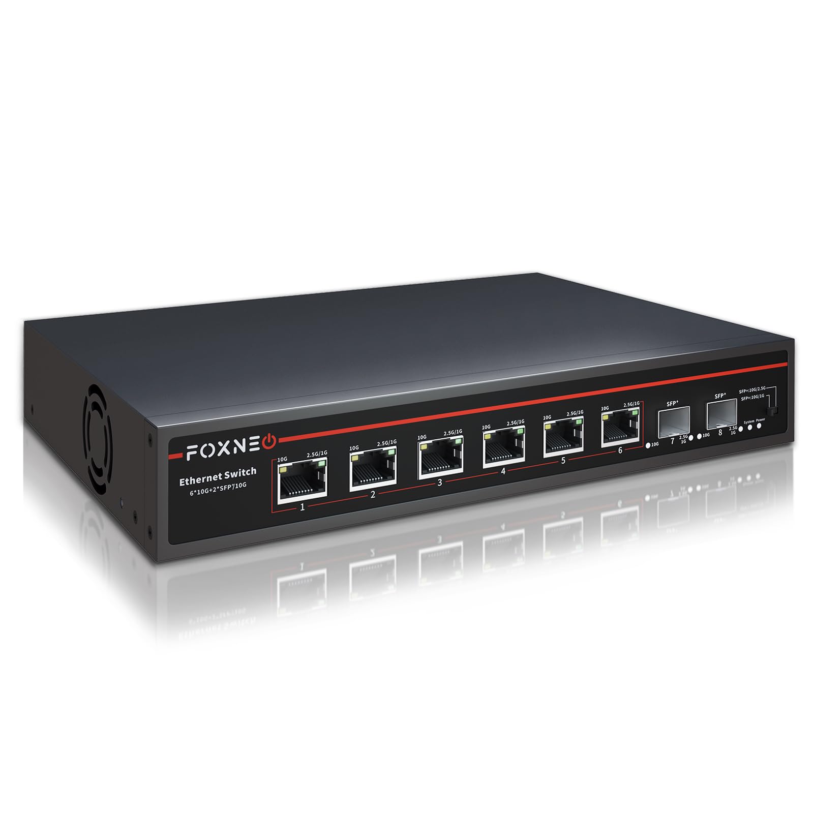 Amazon | FOXNEO 10gbps スイッチングハブ 8ポート(10G RJ45*6と10G 