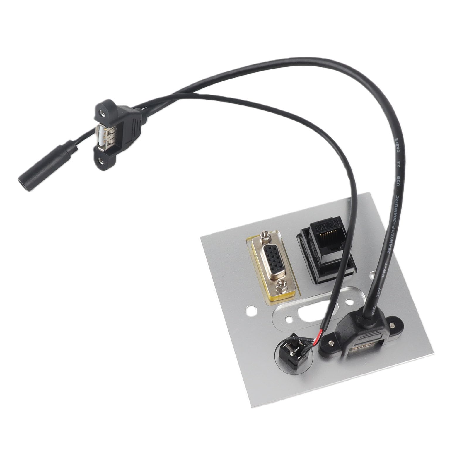 Zócalo Multimedia, USB HDMI VGA Audio de 3,5 Mm Red RJ45 Placa de Pared Multifunción, Salida de Panel de Información Multimedia para Oficina de Hotel en Casa