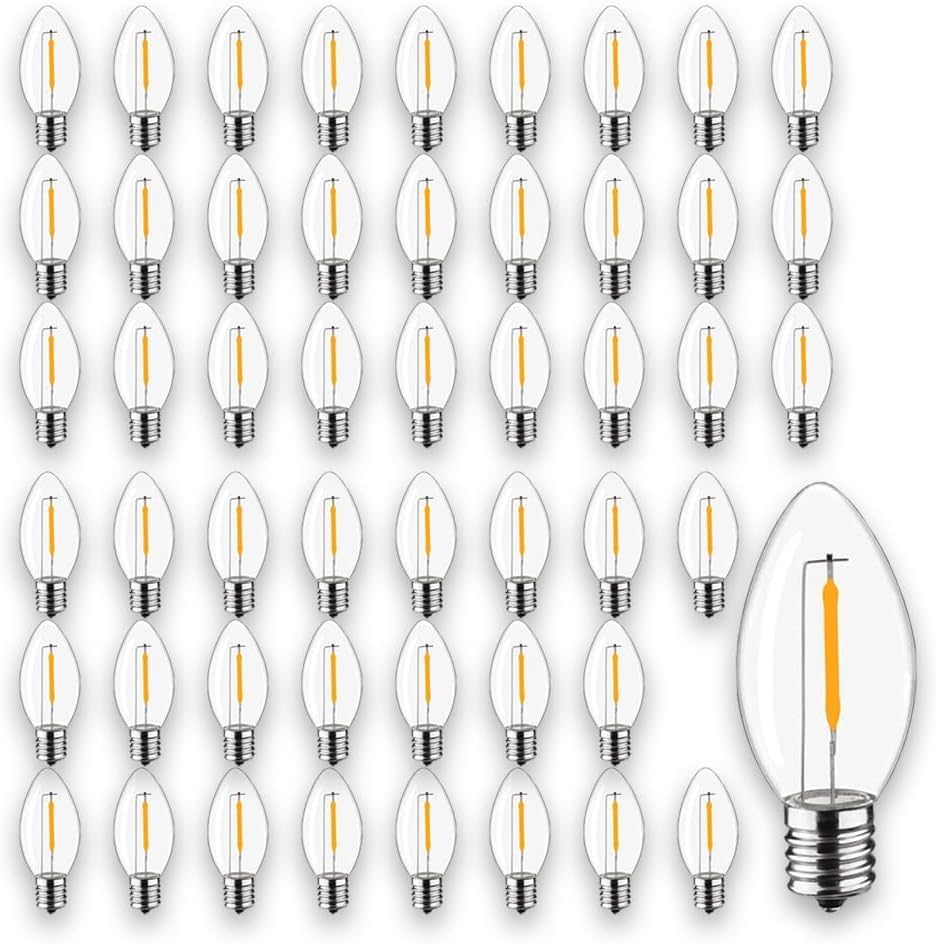 Bombillas LED de repuesto C7 de Navidad, bombillas LED de noche con base de candelabro E12, equivalente a incandescente de 5 W, 6 W, 7 W, blanco
