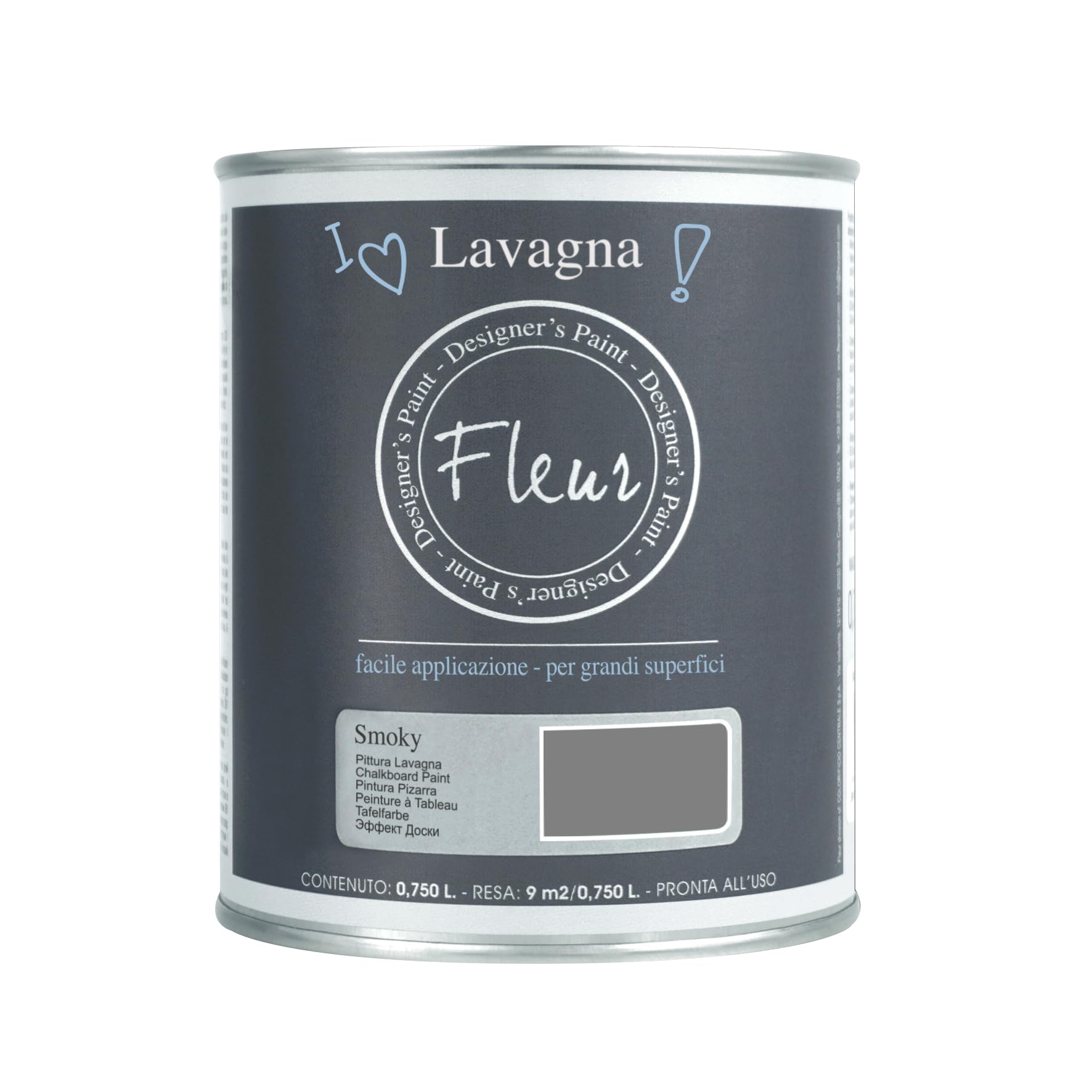 Fleur Paint 13247 - Pintura (transforma superficies en pizarra, 750 ml) color smoky