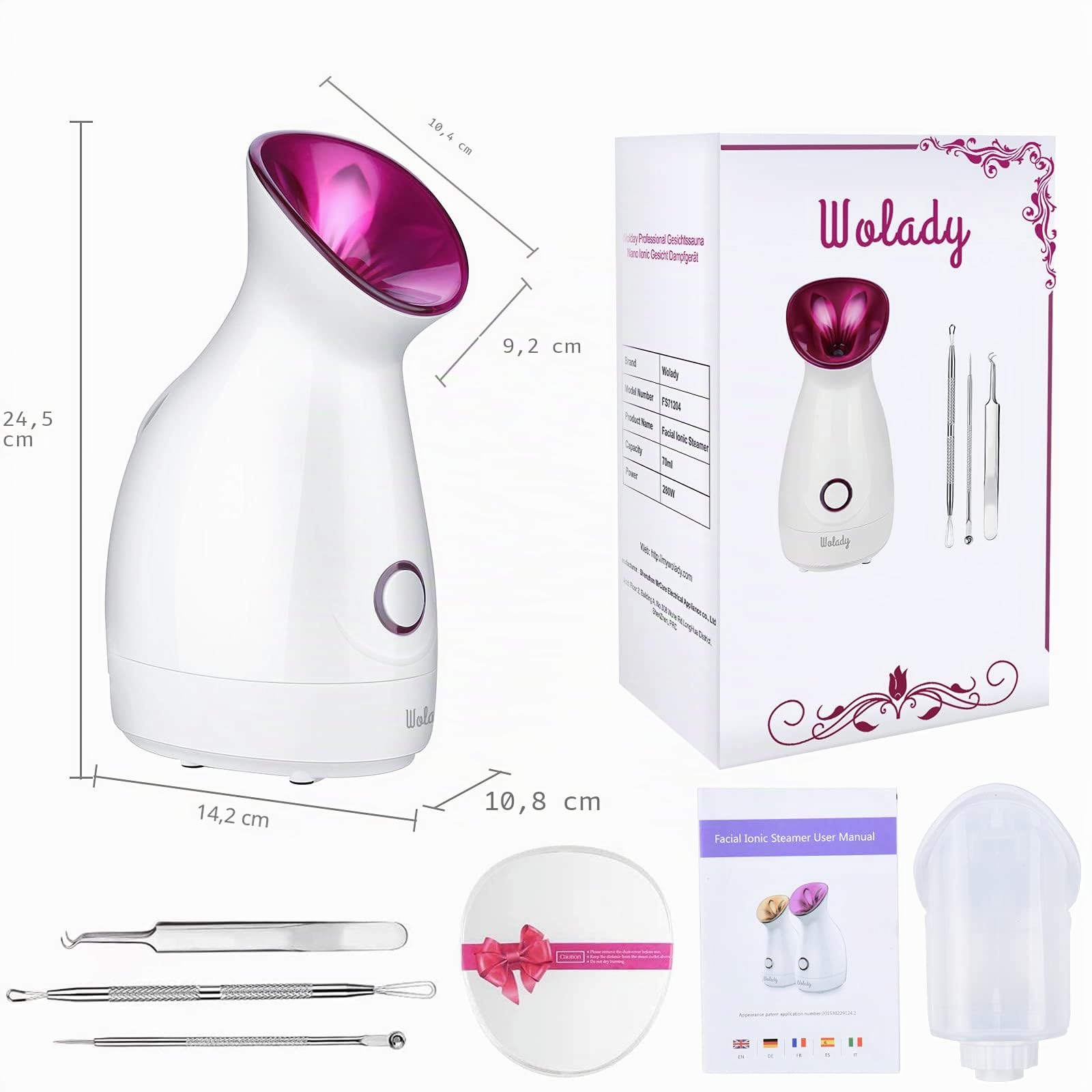 Gesichtssauna Gesichtsdampfer Gesicht Dampf, Wolady Professional Nano Ionic Gesicht Dampfgerät, Porenreiniger Gerät für Persönliche Hautpflege Gesichtspflege GesichtSPA