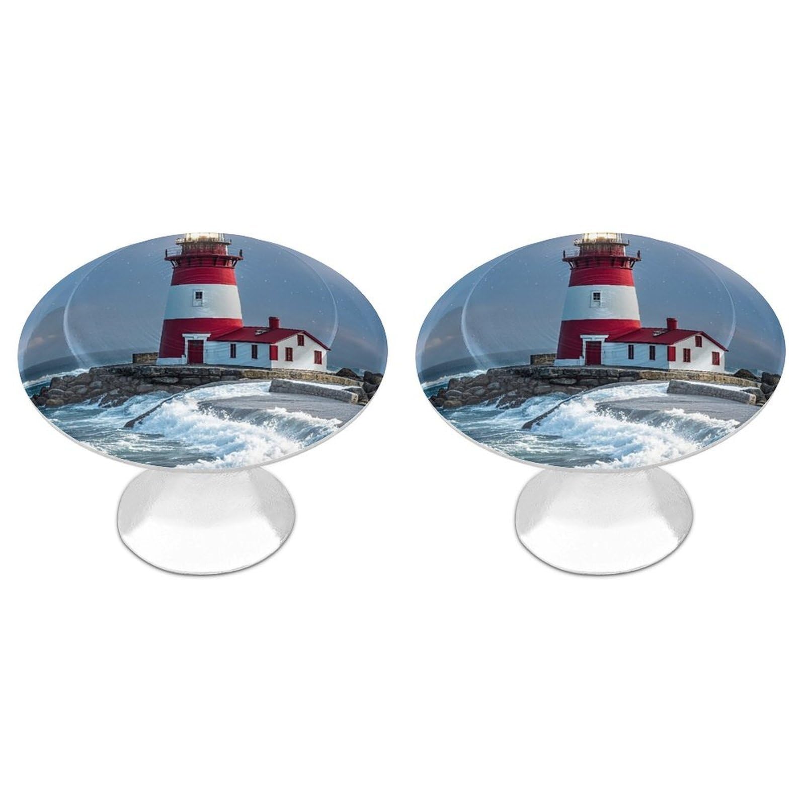 FekiLoot Lighthouse Ocean Cabinet Knob 2 Pack Mini Round Drawer Pulls Stainless Steel Dresser Drawer Knobs Kitchen Drawer Hardware for Bathroom Dresser Closet Door Knobs