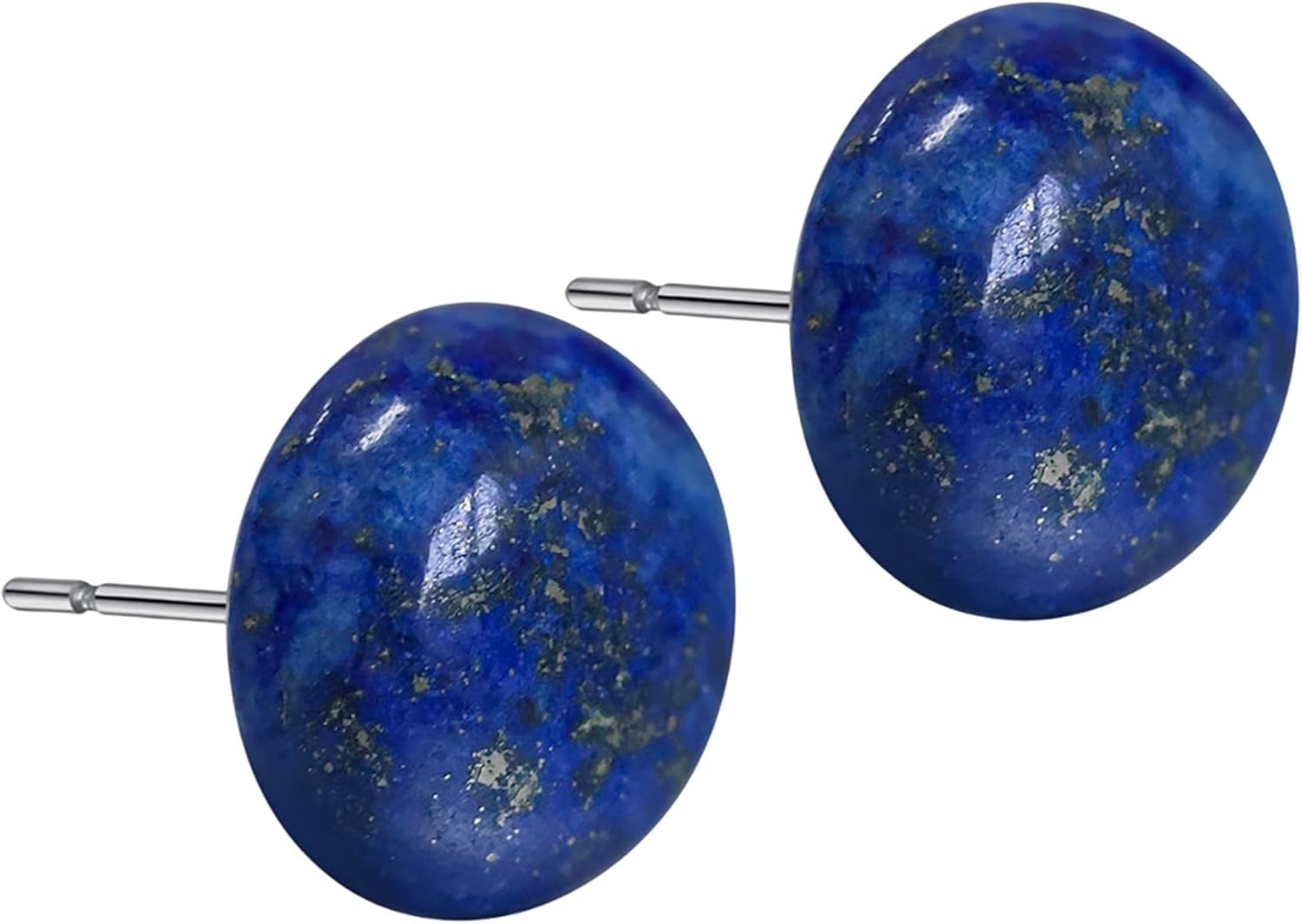 Gemstone Studs - Real Jade Jewelry for Women - Sage Light Green Stone Earrings - Hypoallergenic - Ball Earring Post 6mm, 8mm - Lapis Lazuli - Tiger Eye - Flat Back Large 12mm Earring - Handmade - Gifts for Anniversary - Graduation - Back to School - Teacher Appreciation - Mens Birthstone Birthday Gift