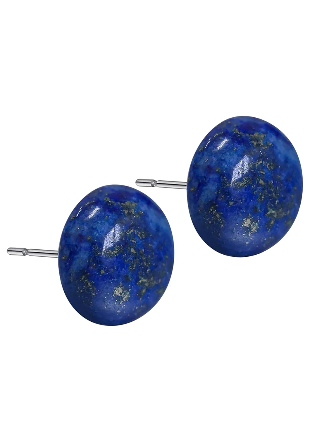 Natural Gemstone Studs - Real Jade Jewelry for Women - Sage Light Green Stone Earrings - Hypoallergenic - Ball Earring Post Small 6mm, 8mm - Lapis Lazuli - Tiger Eye - Flat Back...