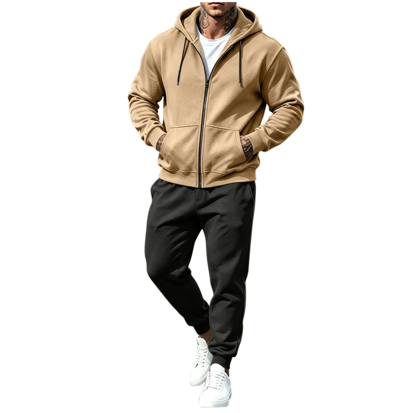 LUCKME Tuta Uomo Completa Felpa Pantaloni Tuta da Ginnastica Cotone Leggero