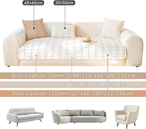 Miniatura 2 de Fundas de cojín antideslizantes de felpa súper suaves y esponjosas, de piel sintética de conejo, funda antideslizante para sofá, protector de