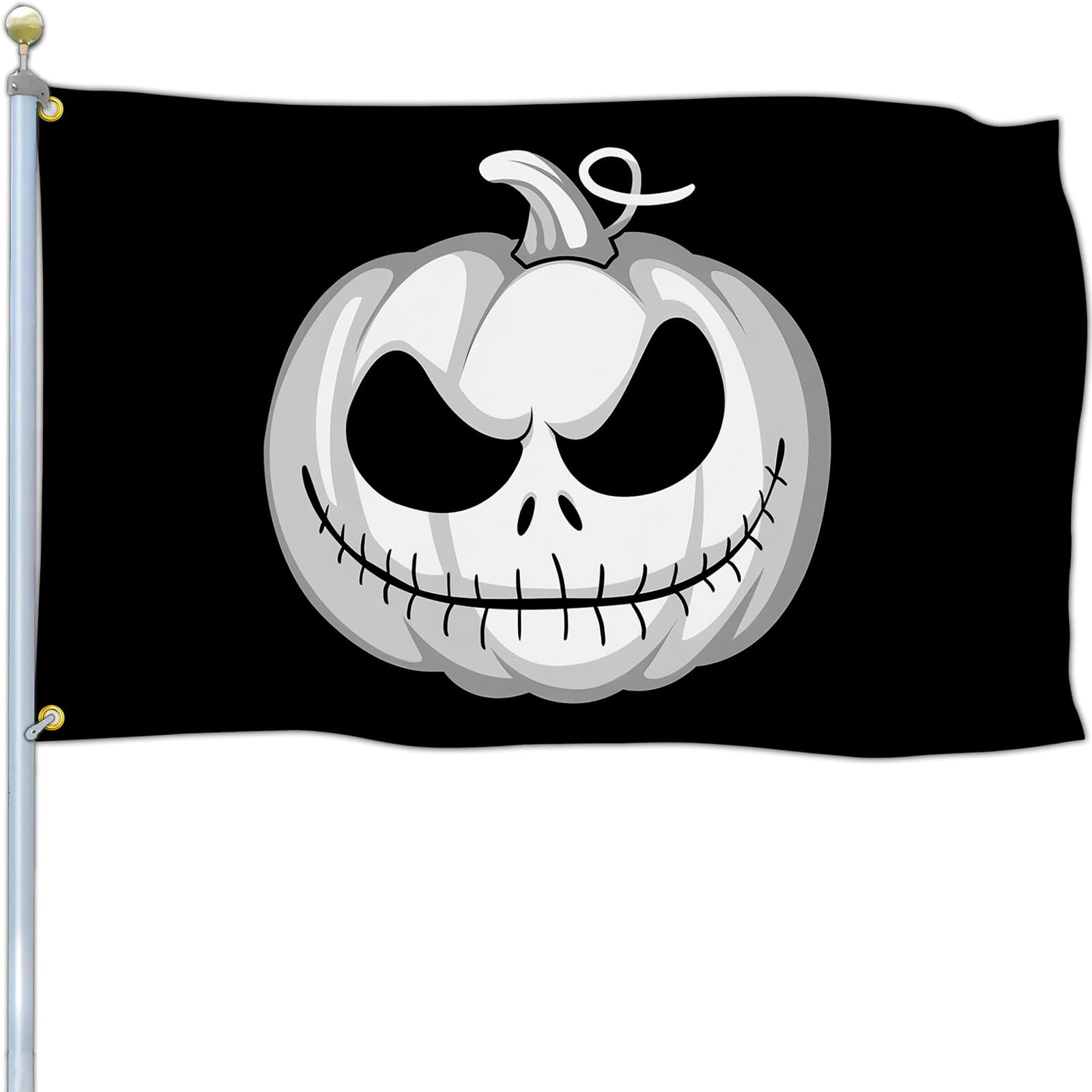 Halloween Flags 5ft X 3ft With Eyelets Outdoor Decoration, Black Banner With Scary