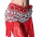 ZLTdream Women's Belly Dance Wave Shape Hip Scarf With Silver Coins Red