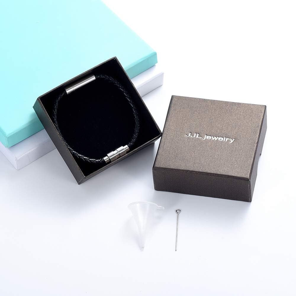 shajwo Cremation Jewelry Urn Bracelet for Ashes for Women Men Cylinder Genuine Leather Bangle Bracelet Ashes Memorial Keepsake Jewelry - Image 7