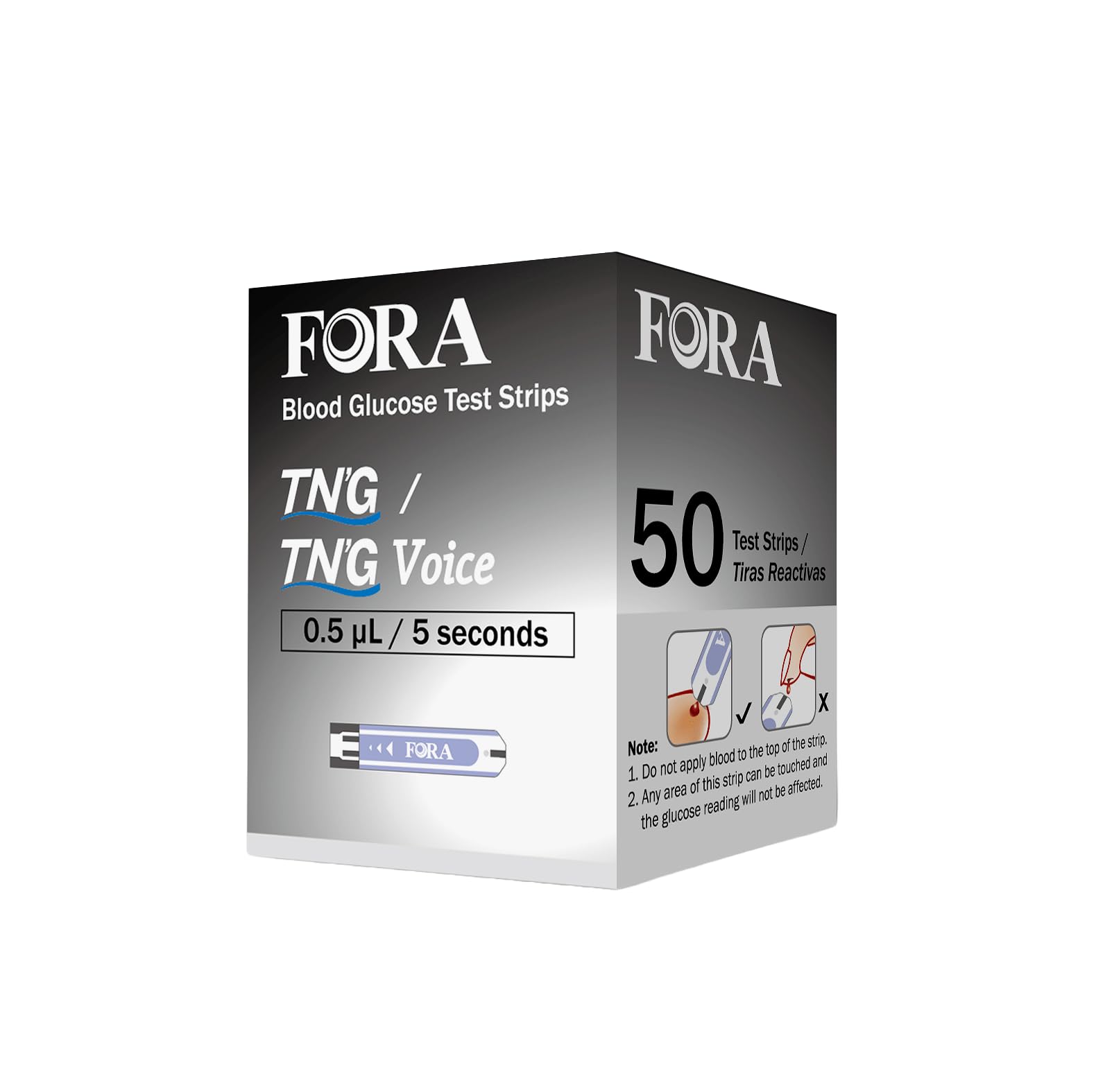 FORA TN'G Voice Blood Glucose Strips (50 count/vial, NOT compatible with FORA 6 Connect/Test N'GO Advance Voice Meter) (1)