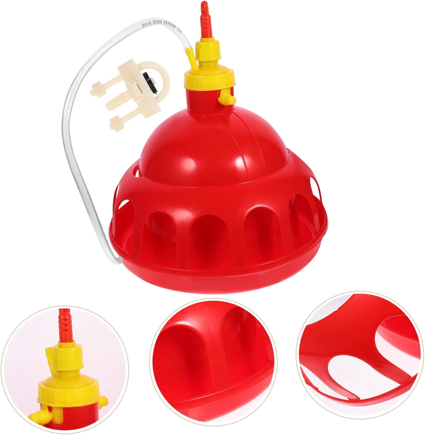 Healifty Thickened Automatic Poultry Waterer Red Drinking Dispenser for Chickens Pigeons Quail Birds Home and Farm Use Easy Safe Water Feeding System