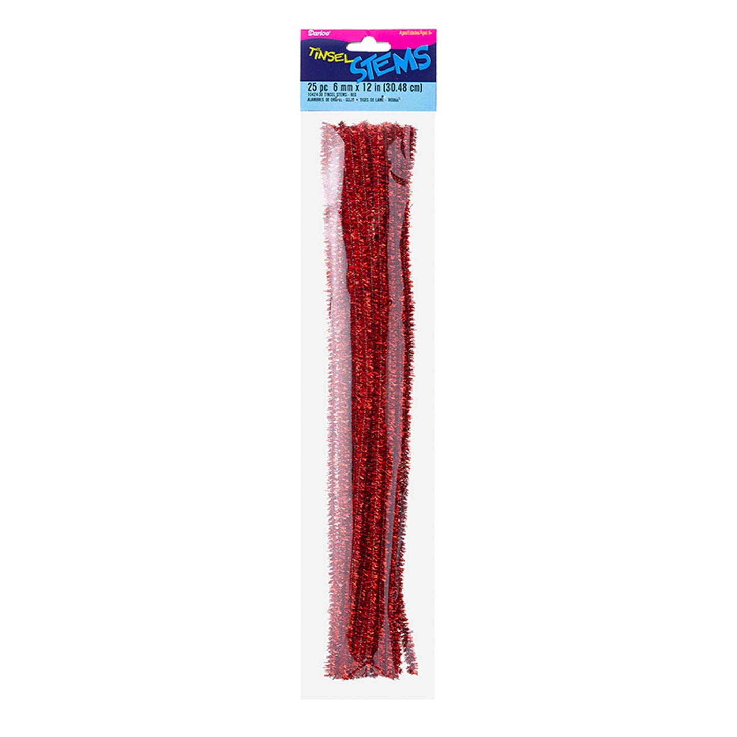 Darice Tinsel Stems 6mm Red 25 Pieces (12-Pack) 10424-30