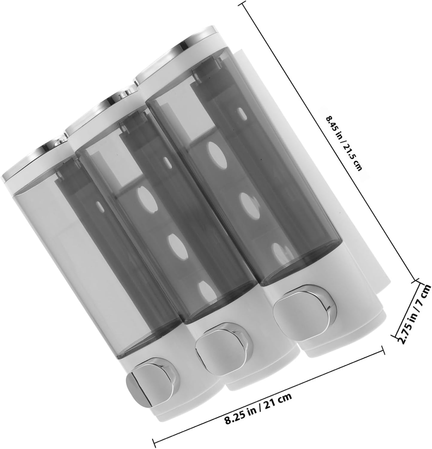 Wall Mounted 3-Chamber Soap Dispenser Manual Shower Liquid Soap Holder with Chrome Plated Finish for Bathroom Wall Mount Shampoo and Conditioner Storage
