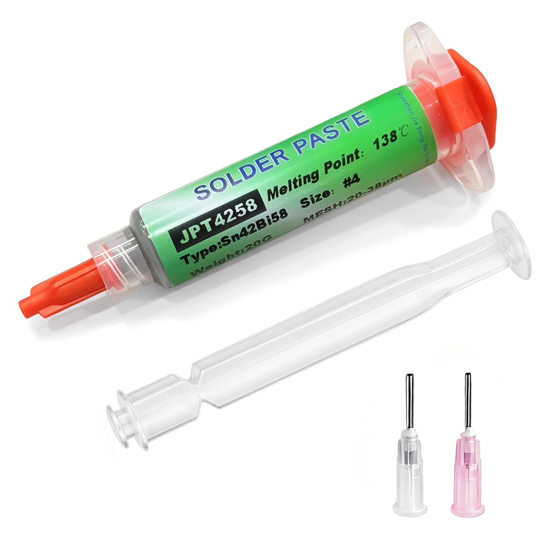 Pasta de Soldadura Electronica 20g,138 ℃ Sn42 Bi58 | Pasta de Estaño Sin Plomo,Profesional No-Clean Pasta Soldar con Empujador y Aguja Flux Soldar para BGA LED SMD PCB Componente