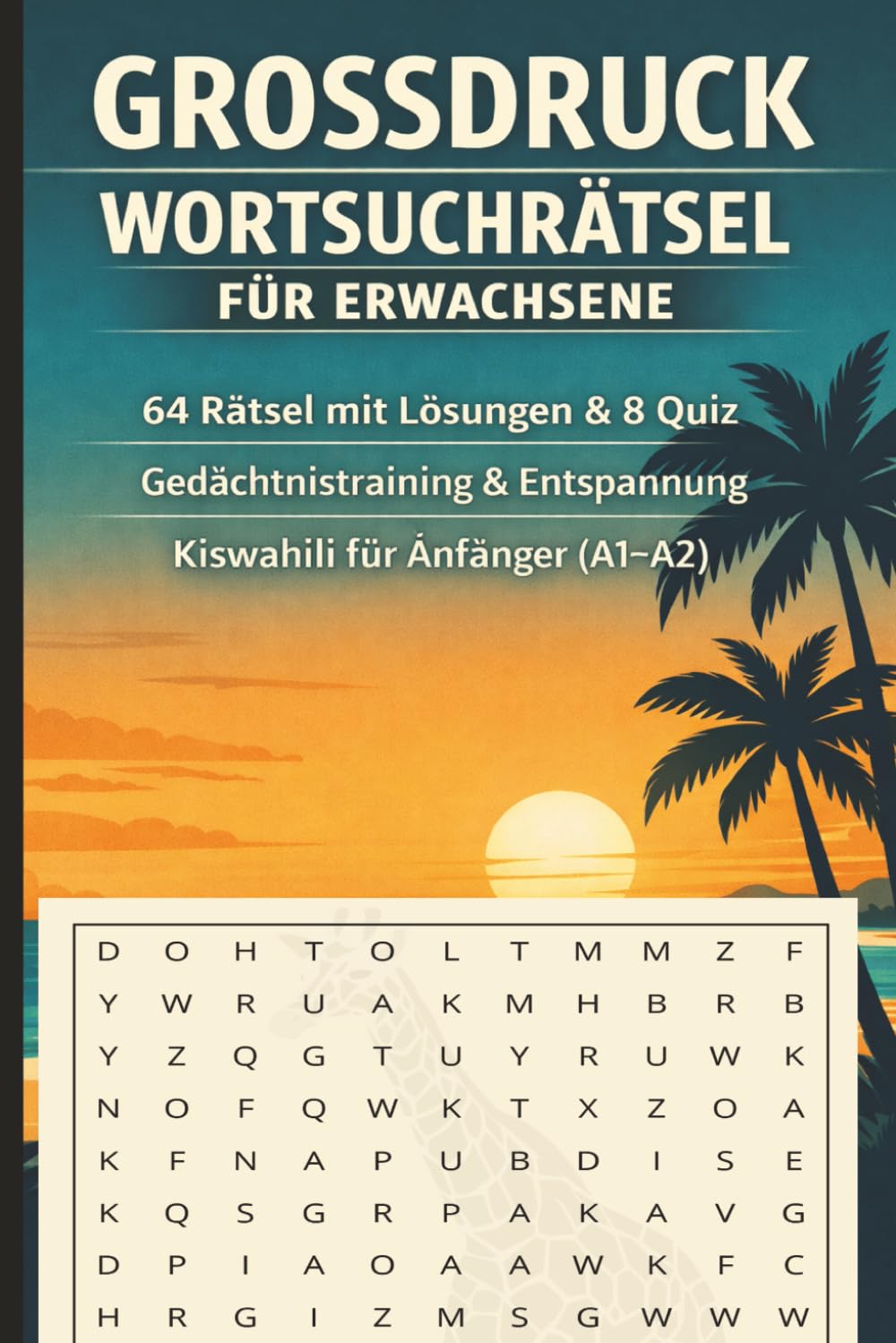 Großdruck Wortsuchrätsel für Erwachsene: Großschrift rätsel zur entspannung, gehirntraining konzentration stärken und swahili lernen.