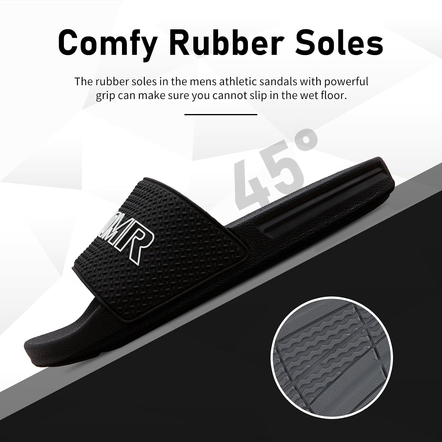 Men's Open Toe Slide Sandals Orthotic Arch Support Comfortable Sport Sandals Outdoor & Indoor Thick Sole Shower Slippers Non Slip Rubber Soles