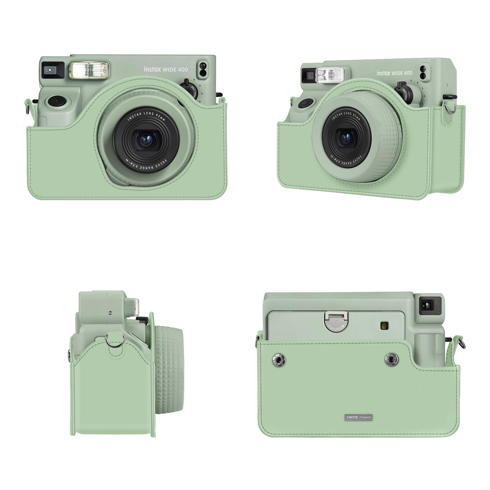 FINTIE Custodia Protettiva per Fujifilm Instax Wide 400 Fotocamera Istantanea - Borsa Protettiva Case in Similpelle con Tracolla Regolabile, Verde