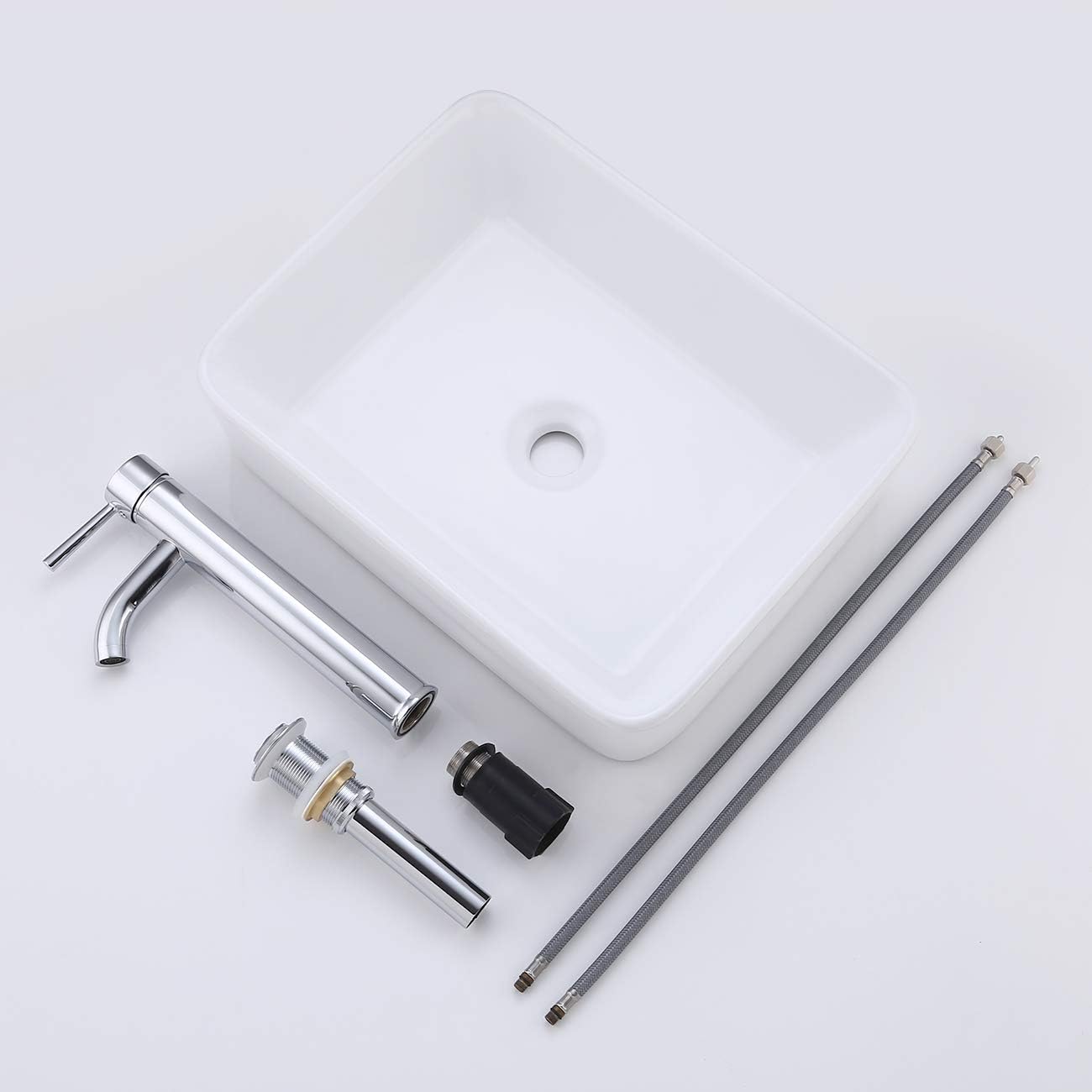 Bеѕt Quаlіtу 🔥 KES Bathroom Vessel Sink with Faucet and Drain Combo Bathroom Counter Top Sink Rectangular White Ceramic Porcelain Vanity Bowl Farmhouse Sink Chrome Faucet, BVS110-C1 Gеt Pорulаr оƒƒеr KES Bathroom Vessel Sink with Faucet and Drain Combo Bathroom Counter Top Sink Rectangular White Ceramic Porcelain Vanity Bowl Farmhouse Sink Chrome Faucet, BVS110-C1