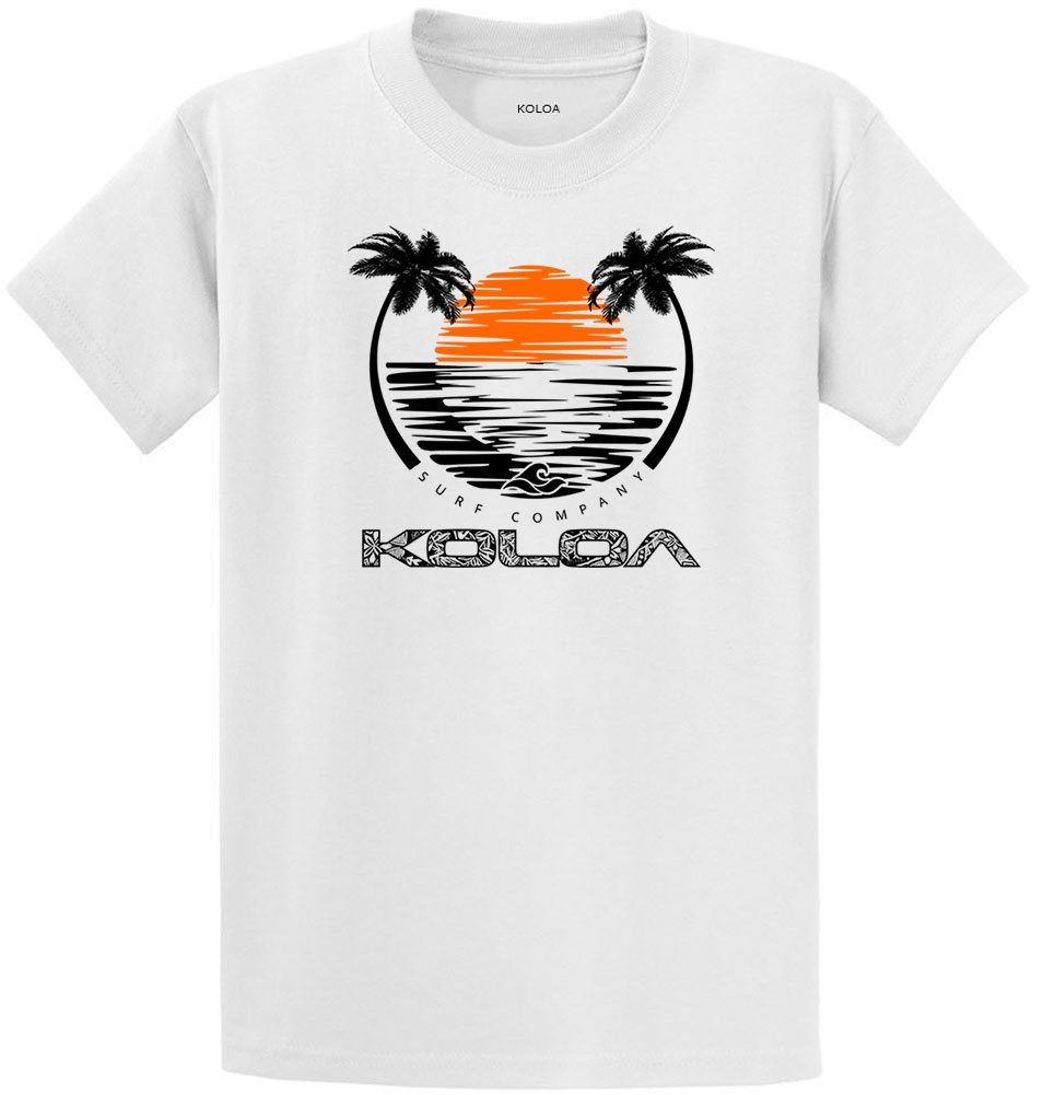 Koloa Surf Company Sunset with Palms Heavyweight Tee -L-White/c