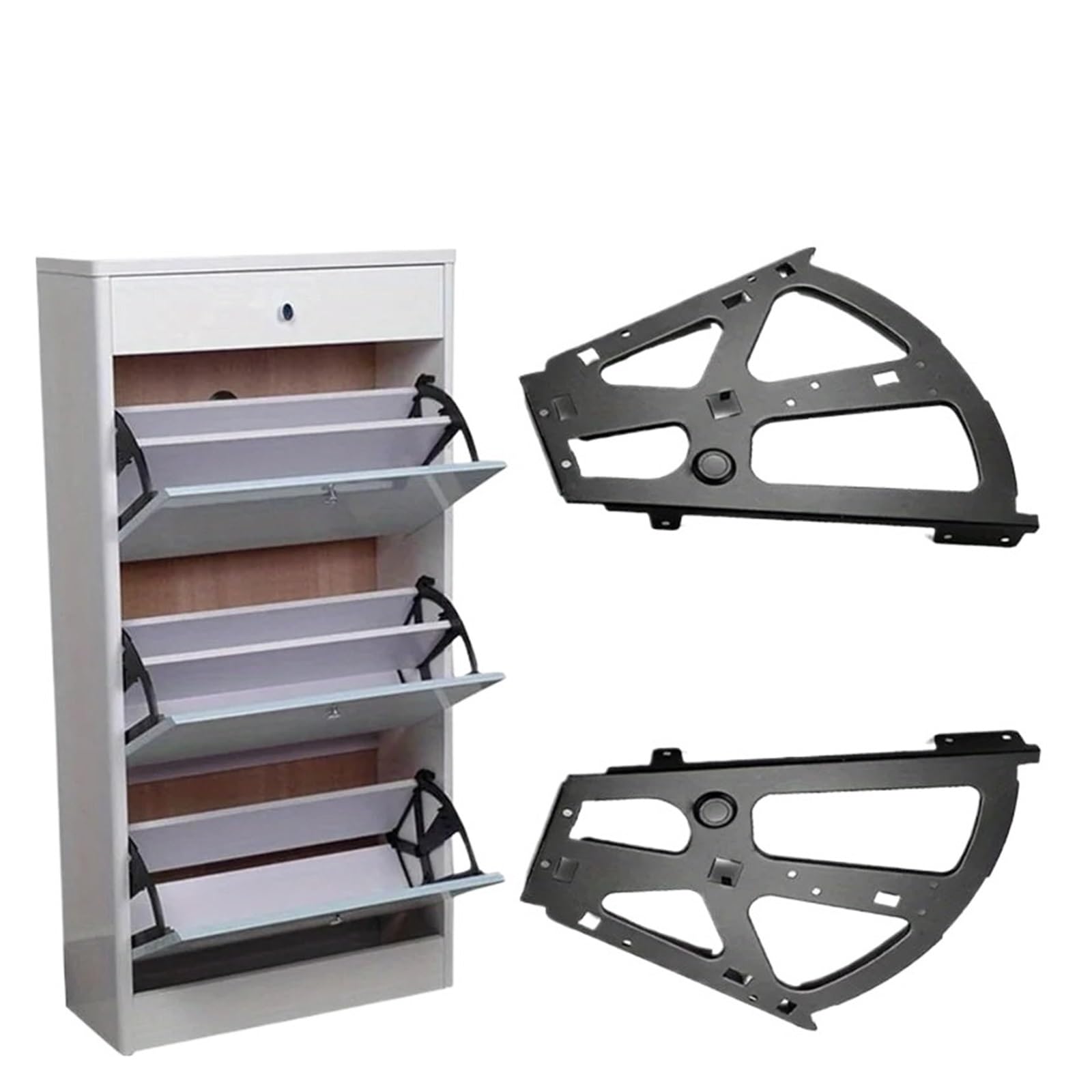 Fagoritime 4Pcs-Black Shoes Drawer Cabinet Hinges, Shoe Cabinet Hes Stainless Steel Replacement Fitts Flip Drawer Rack