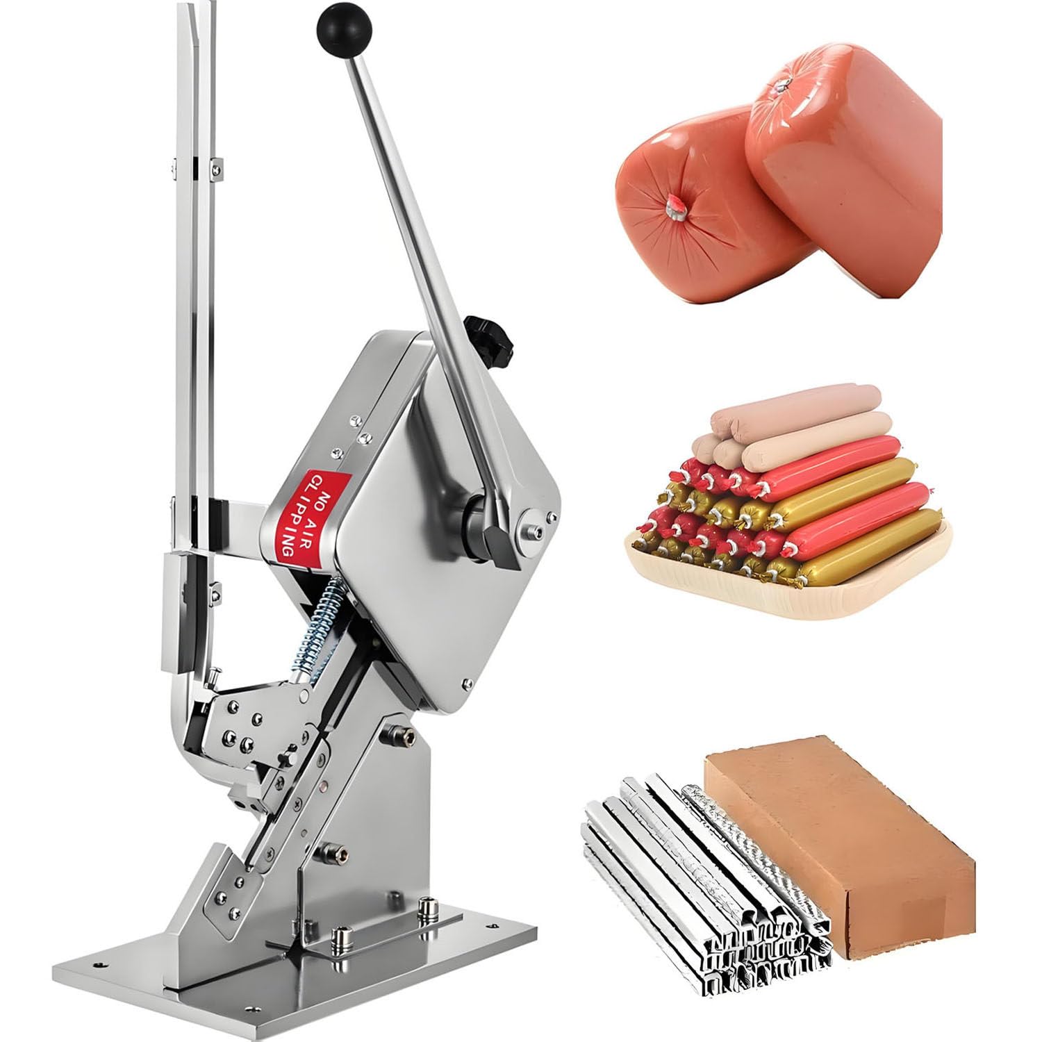 MRVAKDYDI Portable Tying Machine for Sealing, Manual Sausage Clipper, U-Shape Sealing With 4000/4500 Clips, For Supermarkets Cafes(Machine+u503y)