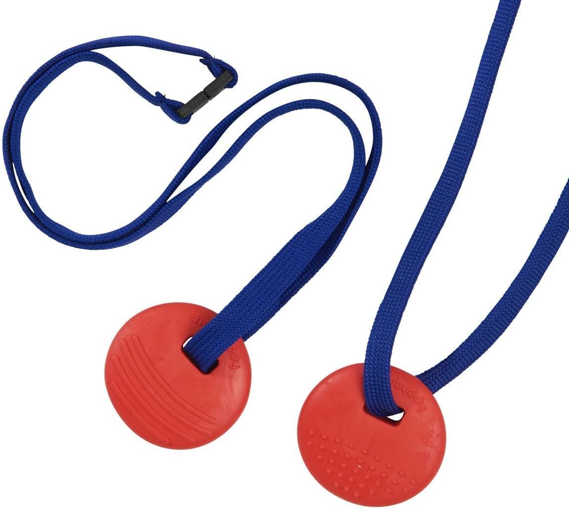 Sensory Direct Chewbuddy Disc - Red Twin Pack, Sensory Chew or Teething Aid | for Kids. Adults, Autism, ADHD, ASD, SPD, Oral Motor or Anxiety Needs