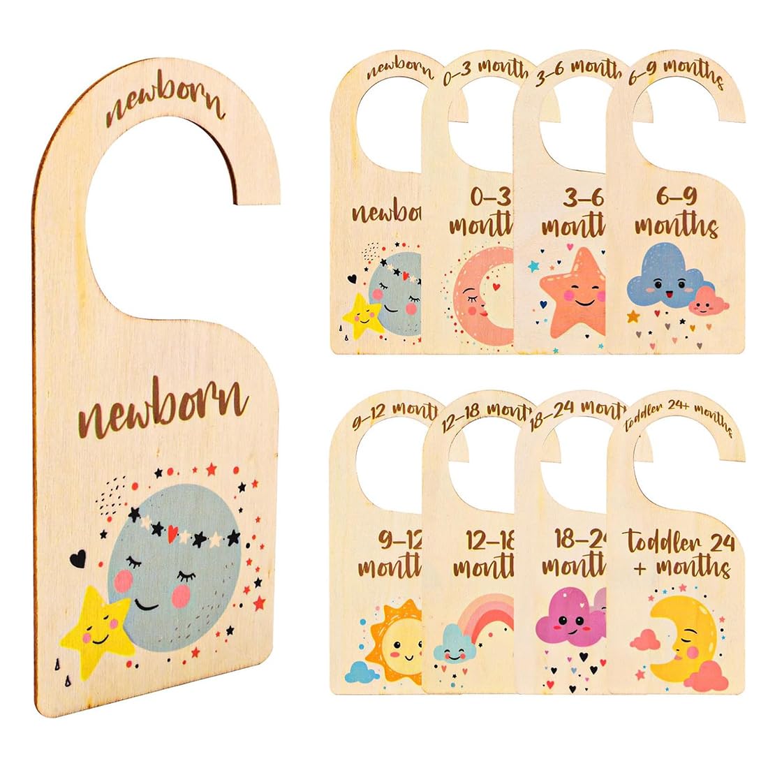 8 divisori per armadio per bambini, in legno, per neonati e neonati a 24 mesi, organizer per neonati, neonati, bambini e ragazze.