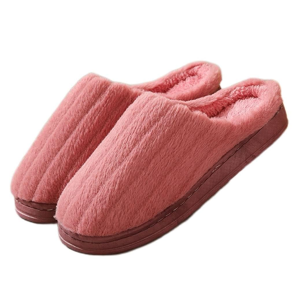 Autumn Winter Indoor Women Slippers House Plush Soft Cotton Slippers Non-Slip Floor Shoes Home Slippers Color Red Size