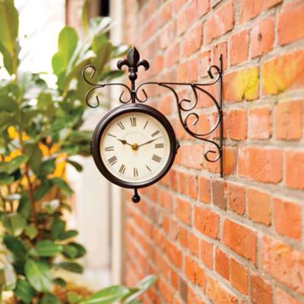 Esschert Design Orologio da Parete, Bahnhofsuhr con termometro, misuratore di Temperatura, 25 cm x 10 cm x 30 cm