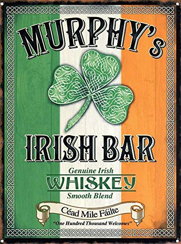 WallAdorn Murphy's Irish Bar Véritable Whiskey Irlandais Affiche de Fer Peinture Signe de Fer Blanc décoration Murale pour café Bar pub Maison bière décoration Artisanat Cover