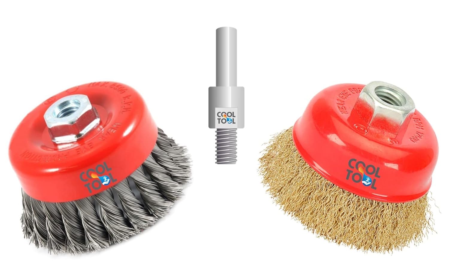 CoolTool Steel Twisted Cup Brush (3 inch), Brass Circle Wire Brush (3
