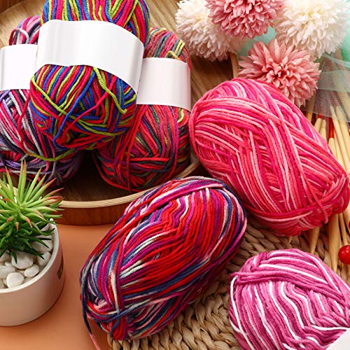 Image of 6 Pieces 50 g Crochet Yarn Multicolor Acrylic, 4-ply, Vibrant Colors