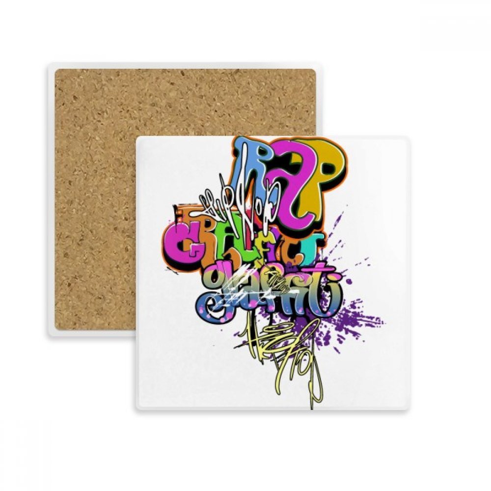 Coaster Rap en pierre absorbante Dessous de verre style graffiti street culture multicolore