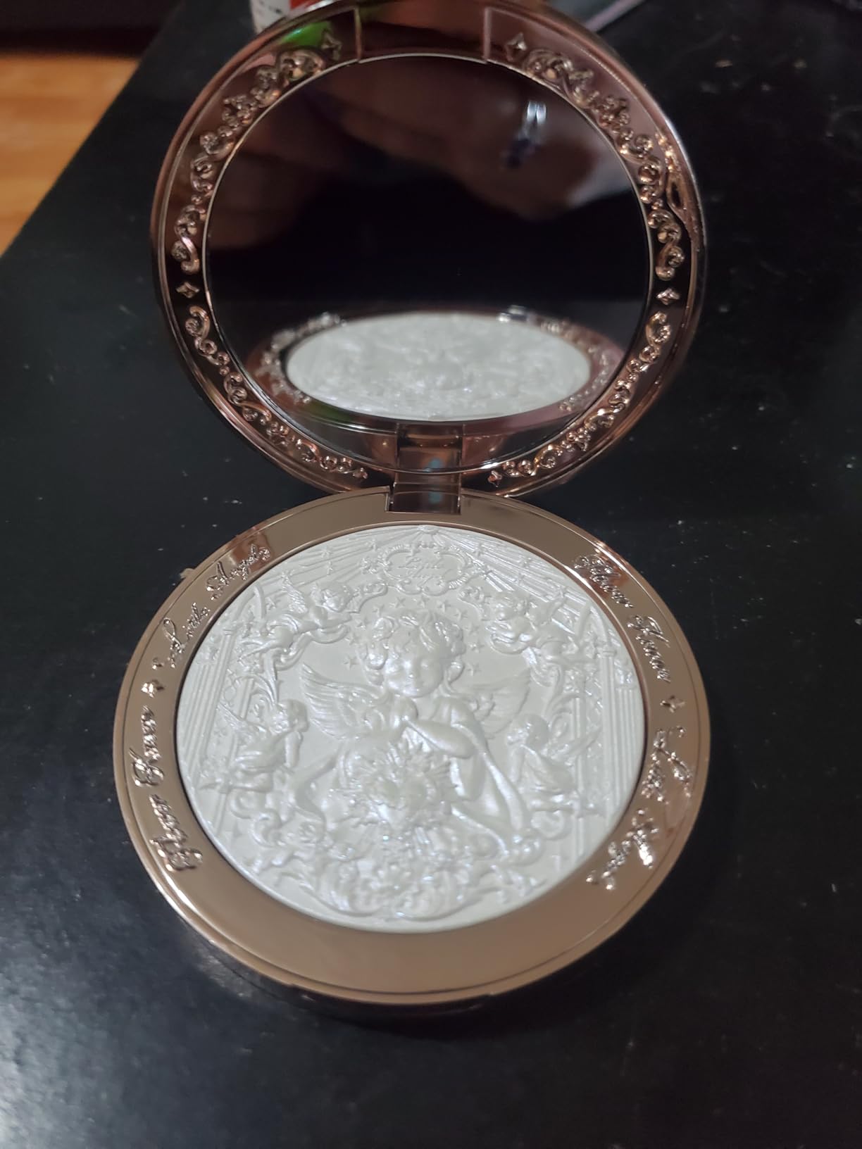 Flower Knows Little Angel Embossed Highlighter - Cool Starlight Highlighter Powder,Long-Lasting Ethereal Starry Glow,Cool Blue-Purple & White Pearl Shimmer,Galaxy-Inspired(L04 Moon River)
