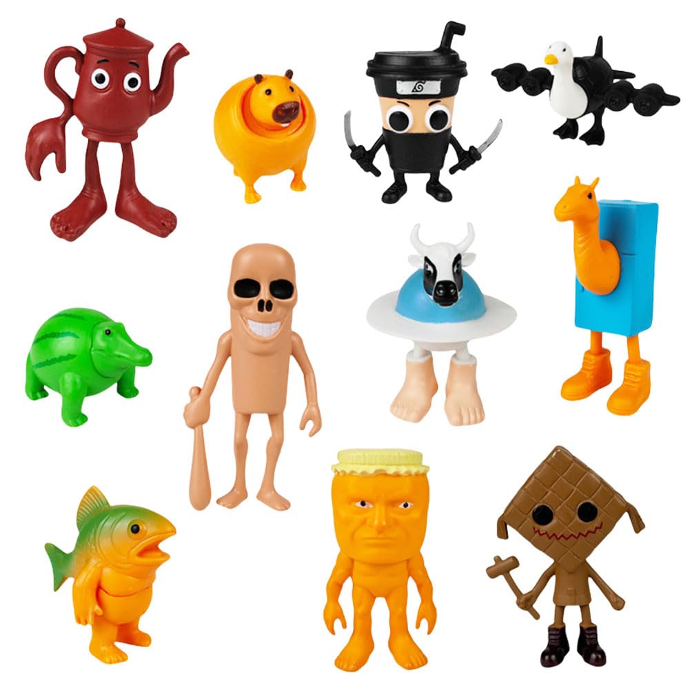 Funny Italian Brainrot Animal Figures Set Tung Tung Tung Sahur Figures Creative Wooden Stick Style Collectible Ornaments Tralalero-Inspired Desktop Decorations for Home Office Decor Gifts-style J