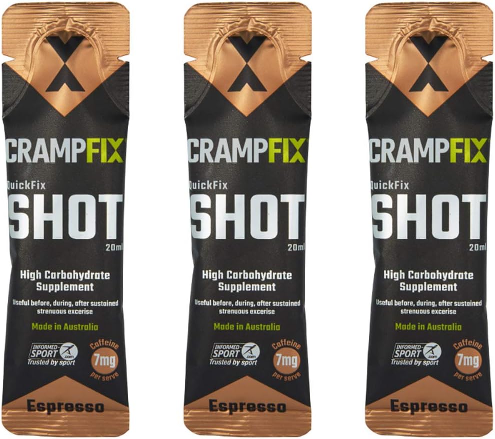 Crampfix QuickFix Shot Sachets - Fast & Effective Relief from Muscle Cramp (3 x 20ml Packets) (Espresso)