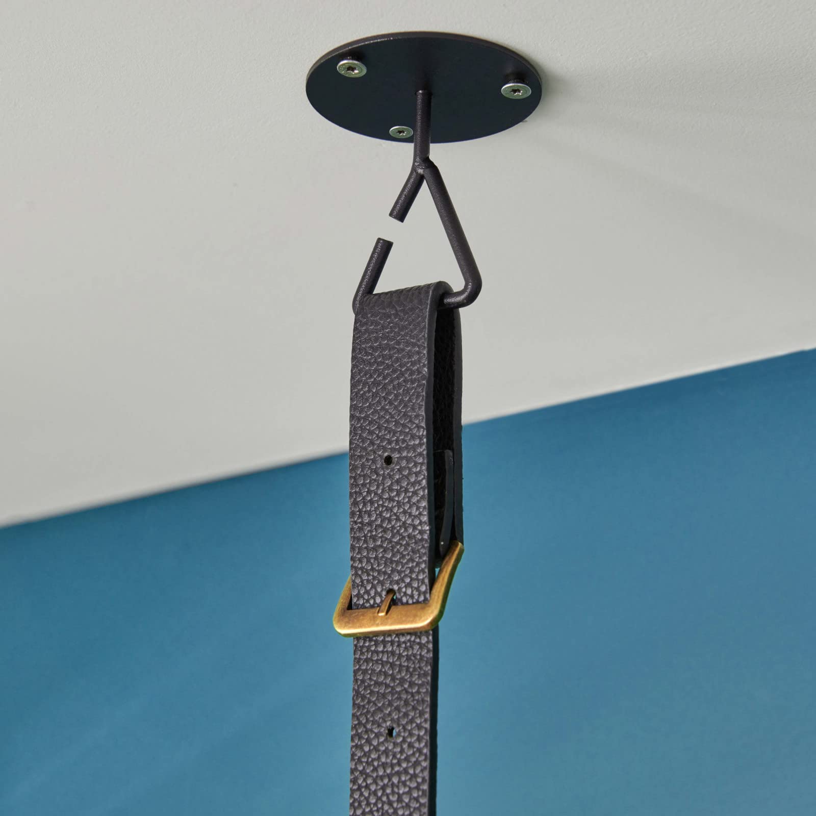 MOB-IN Penderie Suspendue Bois L100cm Noir avec lanières Cuir VIKY