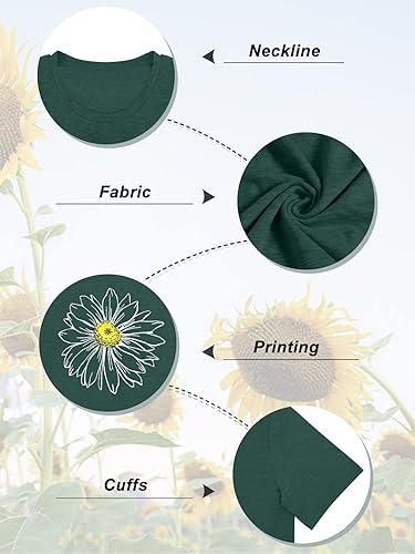 Miniatura 6 de Chulianyouhuo Camiseta de manga corta con estampado de girasol para mujer, camiseta casual para adolescentes y niñas