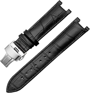 GIKOS Genuine Leather Watchband for GC 22 * 13mm 20 * 11mm Notched Strap Withstainless Steel Butterfly Buckle Men and Women Watch Belt (Color : 10mm Gold Clasp, Size : 20-11mm)