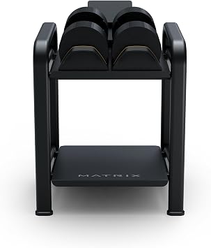 Matrix Fitness Dumbbell Storage Rack | Organized Gym Equipment with Easy Dumbbell Access and Accessory Storage | Integrated Device Holder for Added Functionality