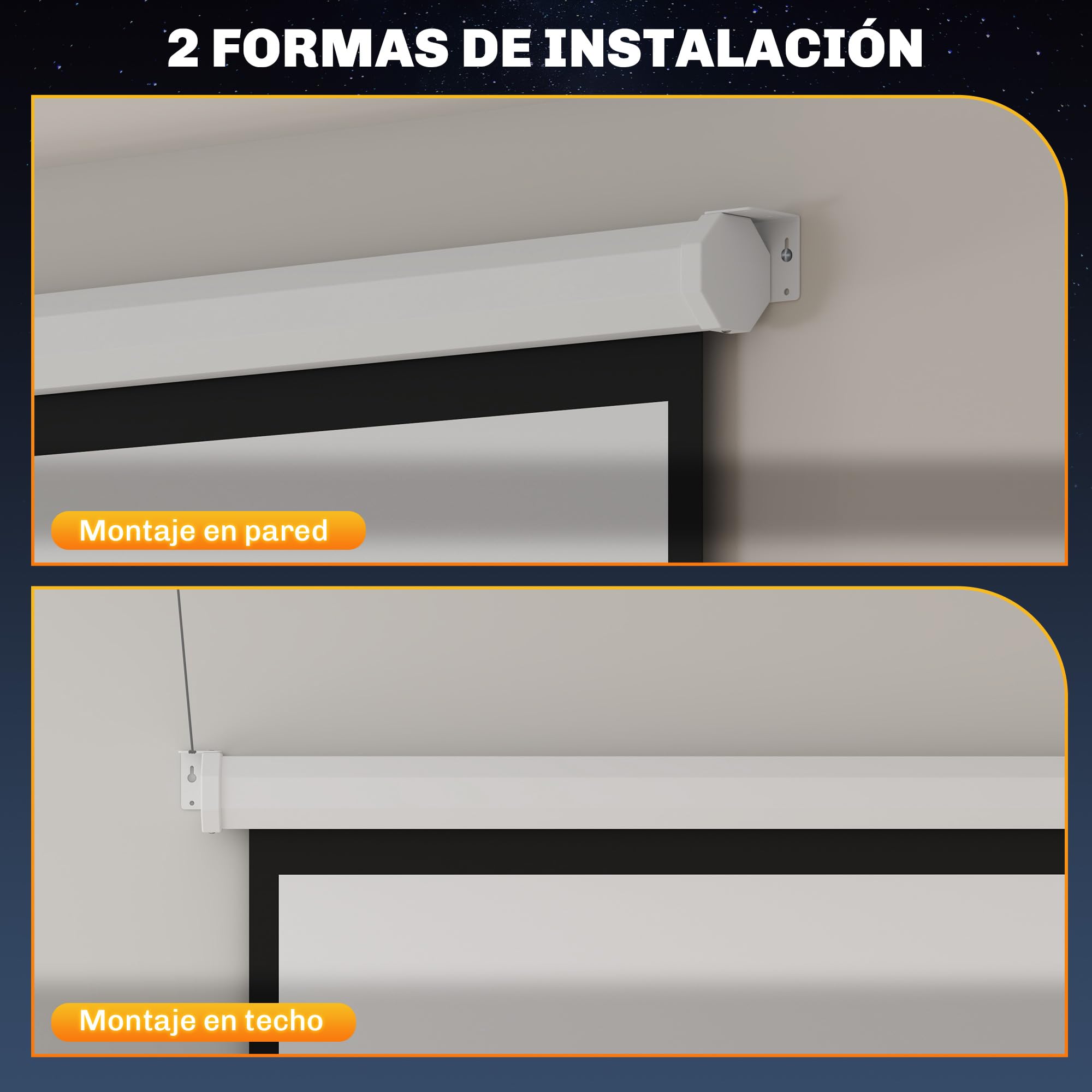 HOMCOM Pantalla de Proyector Manual 120 Pulgadas Pantalla de Proyección Portátil Formato 1:1 Ángulo de Visión de 160° para Interior y Exterior Eventos Deportivos Cine en Casa Patio 207x207 cm Blanco