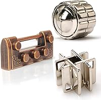 Vista 12 de MHY Juego de 3 rompecabezas de metal jumbo para el cerebro - Desafiantes rompecabezas 3D de coeficiente intelectual para adultos y adolescentes