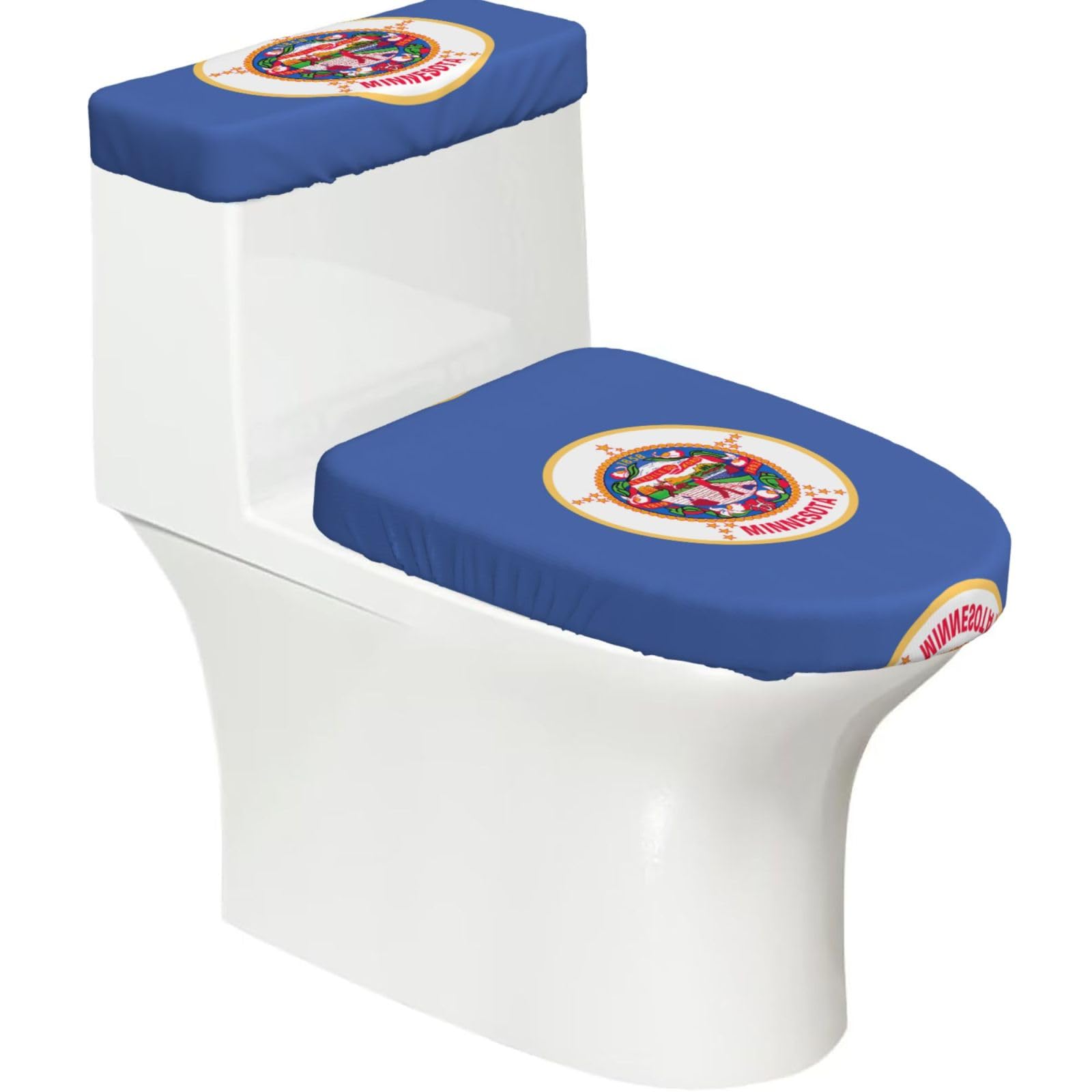 Minnesota State Flag Print Bathroom Decor Toilet Lid Cover And Tank Covers, Restroom Accessories Fits Most Round