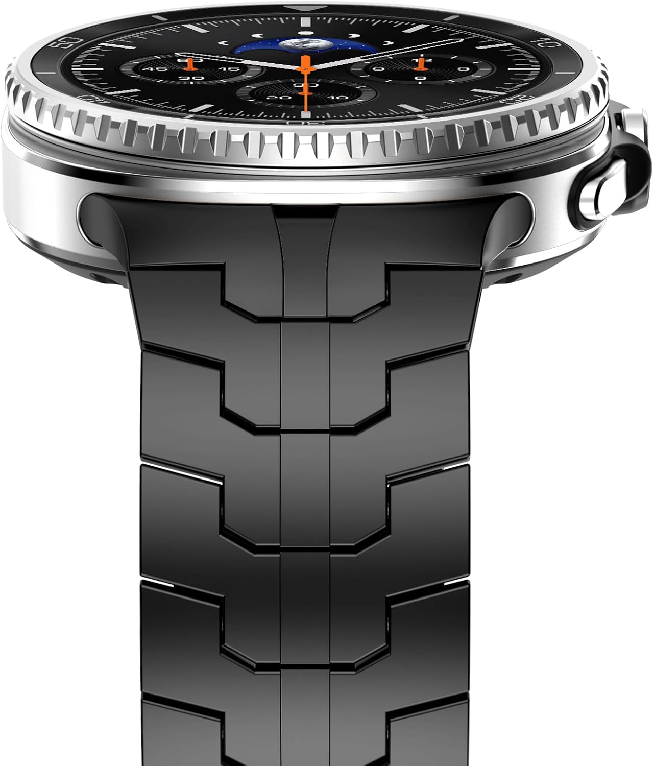 WINGLE Metal Bands for Galaxy Watch 8/8 Classic Band Samsung Galaxy Watch 8 Band 44mm 40mm 46mm Men Rugged Durable Armor Stainless Steel Strap Classy Elegant Casual Business Link Bracelet, Black